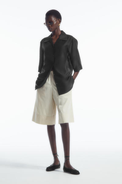 COS レザートリムメッシュバレエフラットシューズ